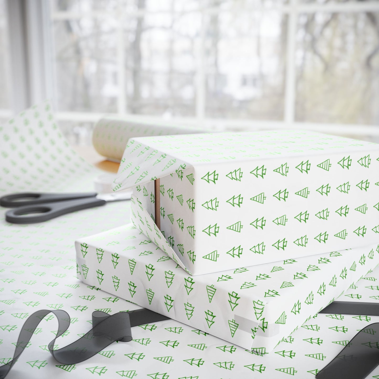 Minimalist Green Christmas Tree Wrapping Paper